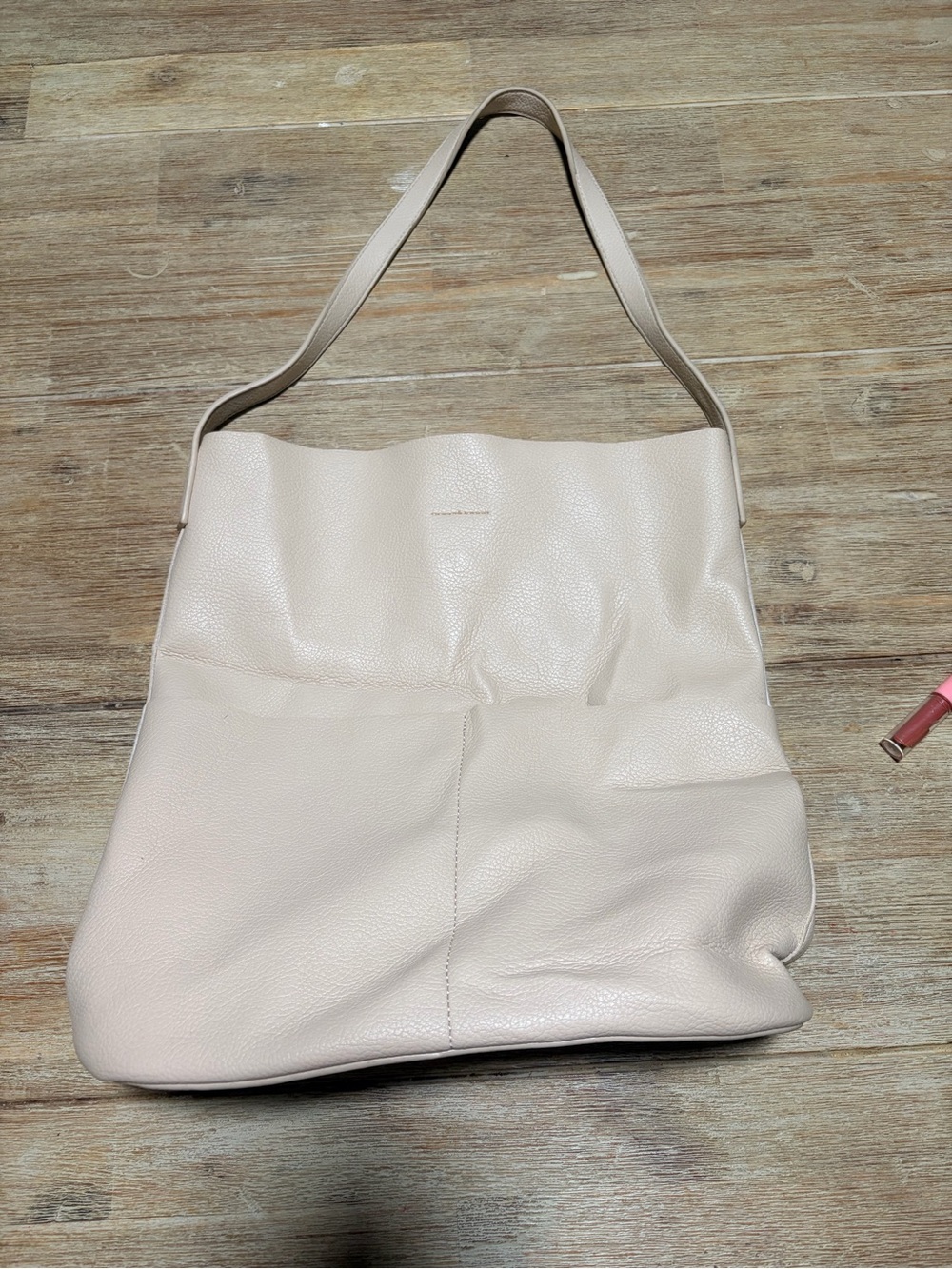 Anthropologie Soft Pebbled Leather Shoulder Bag in Light Cream